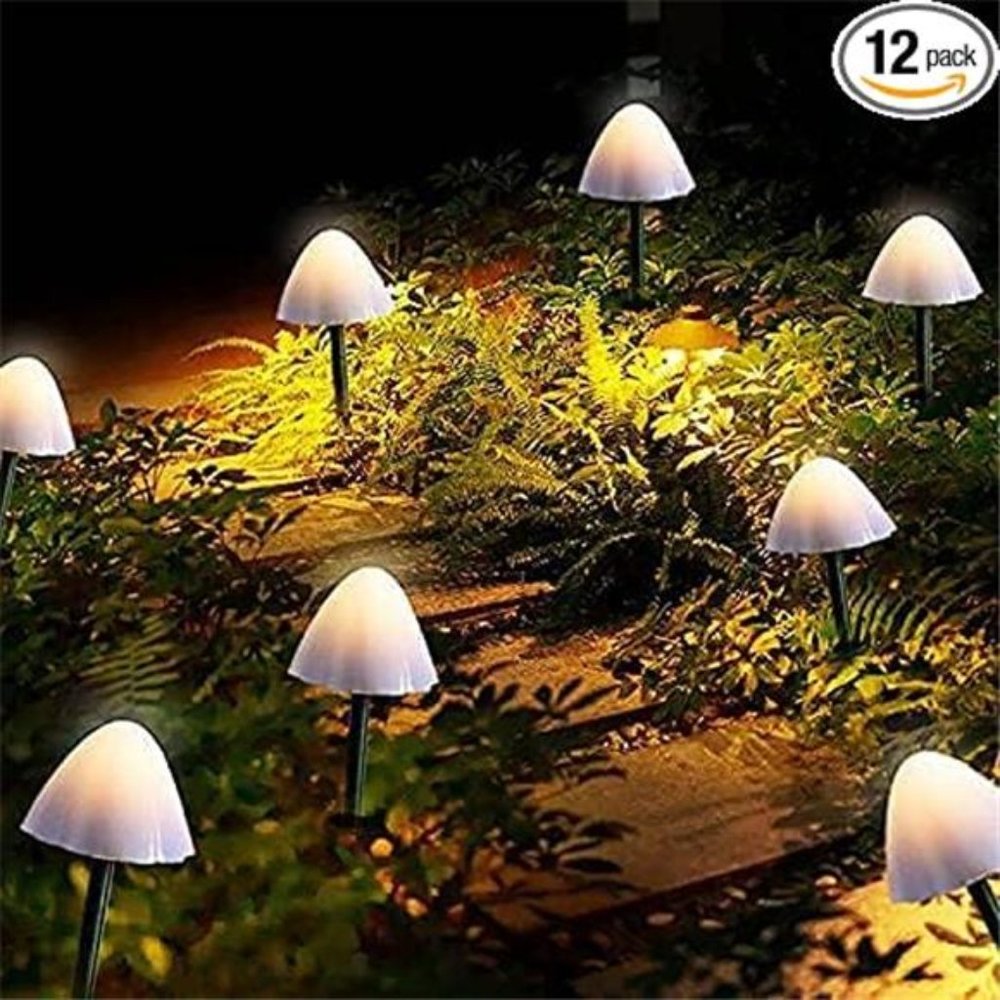 Outdoor Solar Garden Light,Set of 12Mini Solar Mushroom Light Outdoor Waterproof